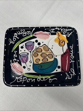 Hand-Painted Decorative Snack Plate - Multicolor